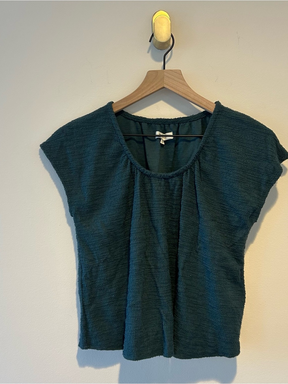 Madewell Deep Teal Short Sleeve Textured Tunic Top